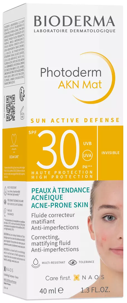 Флюїд для обличчя cонцезахисний Bioderma Photoderm AKN Mat SPF 30 40 мл AKN Mat SPF 30 40 мл фото