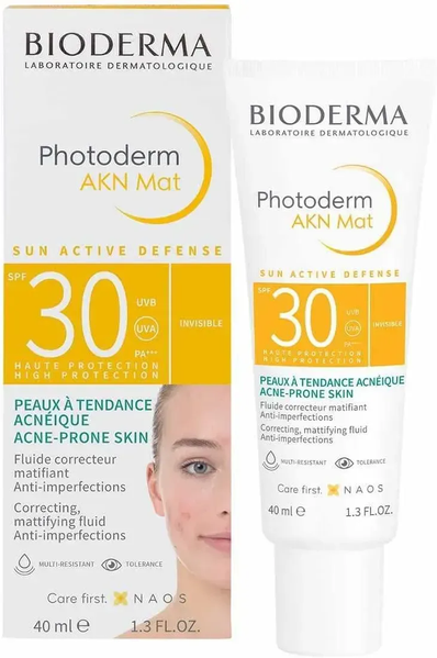 Флюїд для обличчя cонцезахисний Bioderma Photoderm AKN Mat SPF 30 40 мл AKN Mat SPF 30 40 мл фото